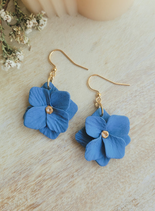 Floral Dangles | Muted Blue